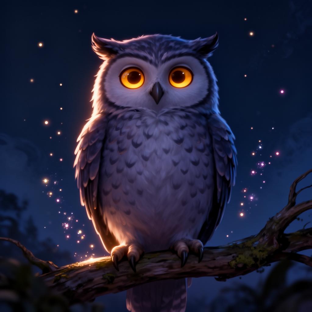 Echo the Owl — cinematic storybook portrait