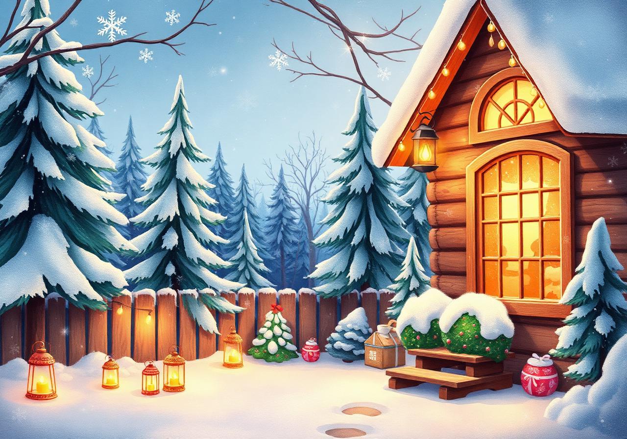 Winter scavenger hunt scene